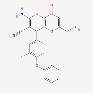 2-Amino-4-(3-fluoro-4-phenoxyphenyl)-6-(hydroxymethyl)-8-oxo-4,8-dihydropyrano[3,2-b]pyran-3-carbonitrile