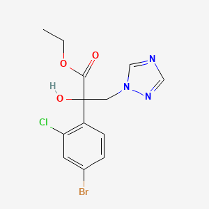 molecular formula C13H13BrClN3O3 B2571733 ethyl 2-(4-bromo-2-chlorophenyl)-2-hydroxy-3-(1H-1,2,4-triazol-1-yl)propanoate CAS No. 85792-31-0