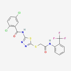 2,5-dichloro-N-[5-[2-oxo-2-[2-(trifluoromethyl)anilino]ethyl]sulfanyl-1,3,4-thiadiazol-2-yl]benzamide