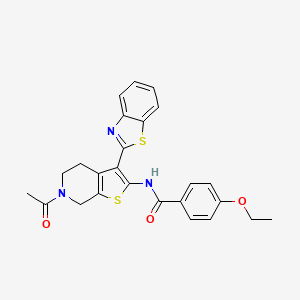 molecular formula C25H23N3O3S2 B2571775 N-(6-acetyl-3-(benzo[d]thiazol-2-yl)-4,5,6,7-tetrahydrothieno[2,3-c]pyridin-2-yl)-4-ethoxybenzamide CAS No. 864859-78-9