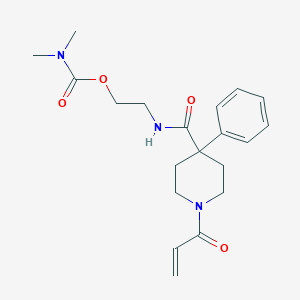 molecular formula C20H27N3O4 B2571792 2-[(4-Phenyl-1-prop-2-enoylpiperidine-4-carbonyl)amino]ethyl N,N-dimethylcarbamate CAS No. 2361838-65-3
