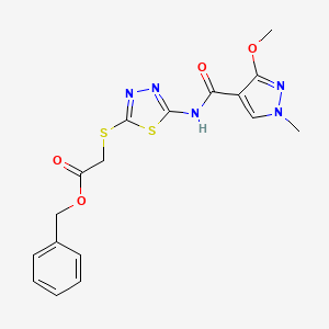 benzyl 2-((5-(3-methoxy-1-methyl-1H-pyrazole-4-carboxamido)-1,3,4-thiadiazol-2-yl)thio)acetate