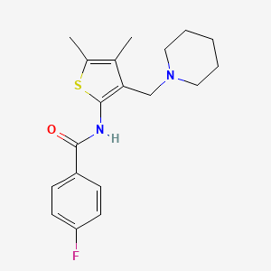 molecular formula C19H23FN2OS B2571799 N-(4,5-dimethyl-3-(piperidin-1-ylmethyl)thiophen-2-yl)-4-fluorobenzamide CAS No. 667913-60-2