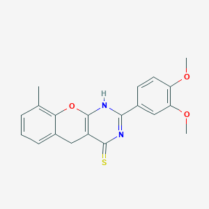 molecular formula C20H18N2O3S B2571803 2-(3,4-dimethoxyphenyl)-9-methyl-3H,4H,5H-chromeno[2,3-d]pyrimidine-4-thione CAS No. 866842-95-7