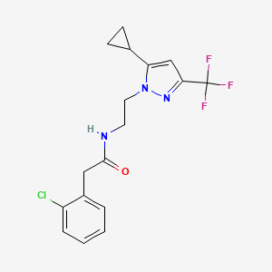 B2571808 2-(2-chlorophenyl)-N-(2-(5-cyclopropyl-3-(trifluoromethyl)-1H-pyrazol-1-yl)ethyl)acetamide CAS No. 1797085-41-6