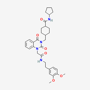 N-cyclopentyl-4-((1-(2-((3,4-dimethoxyphenethyl)amino)-2-oxoethyl)-2,4-dioxo-1,2-dihydroquinazolin-3(4H)-yl)methyl)cyclohexanecarboxamide