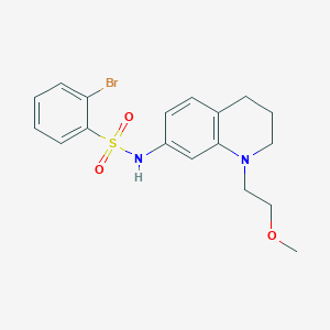 molecular formula C18H21BrN2O3S B2571815 2-bromo-N-(1-(2-methoxyethyl)-1,2,3,4-tetrahydroquinolin-7-yl)benzenesulfonamide CAS No. 1172494-96-0