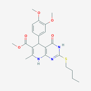Methyl 2-(butylthio)-5-(3,4-dimethoxyphenyl)-7-methyl-4-oxo-3,4,5,8-tetrahydropyrido[2,3-d]pyrimidine-6-carboxylate