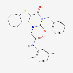 2-{5-benzyl-4,6-dioxo-8-thia-3,5-diazatricyclo[7.4.0.0^{2,7}]trideca-1(9),2(7),10,12-tetraen-3-yl}-N-(2,5-dimethylphenyl)acetamide