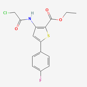 molecular formula C15H13ClFNO3S B2571843 Ethyl 3-(2-chloroacetamido)-5-(4-fluorophenyl)thiophene-2-carboxylate CAS No. 731011-84-0