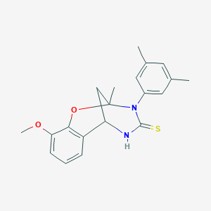 molecular formula C20H22N2O2S B2571866 10-(3,5-dimethylphenyl)-6-methoxy-9-methyl-8-oxa-10,12-diazatricyclo[7.3.1.0^{2,7}]trideca-2,4,6-triene-11-thione CAS No. 1019149-35-9