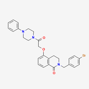 molecular formula C28H28BrN3O3 B2571881 2-[(4-bromophenyl)methyl]-5-[2-oxo-2-(4-phenylpiperazin-1-yl)ethoxy]-1,2,3,4-tetrahydroisoquinolin-1-one CAS No. 850904-22-2