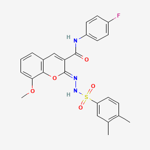 (2Z)-2-[(3,4-dimethylphenyl)sulfonylhydrazinylidene]-N-(4-fluorophenyl)-8-methoxychromene-3-carboxamide