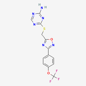 4-[({3-[4-(Trifluoromethoxy)phenyl]-1,2,4-oxadiazol-5-yl}methyl)sulfanyl]-1,3,5-triazin-2-amine