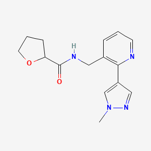 molecular formula C15H18N4O2 B2571916 N-{[2-(1-methyl-1H-pyrazol-4-yl)pyridin-3-yl]methyl}oxolane-2-carboxamide CAS No. 2034229-31-5