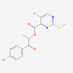 1-(4-Bromophenyl)-1-oxopropan-2-yl 5-chloro-2-(methylsulfanyl)pyrimidine-4-carboxylate