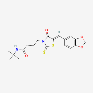 (Z)-4-(5-(benzo[d][1,3]dioxol-5-ylmethylene)-4-oxo-2-thioxothiazolidin-3-yl)-N-(tert-butyl)butanamide