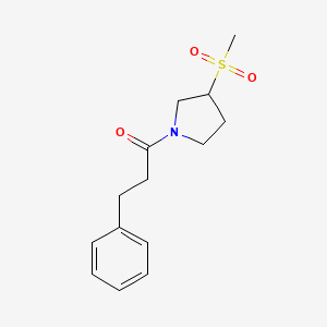 molecular formula C14H19NO3S B2571925 1-(3-methanesulfonylpyrrolidin-1-yl)-3-phenylpropan-1-one CAS No. 1448077-75-5