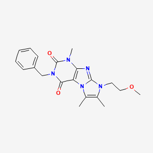 molecular formula C20H23N5O3 B2571930 3-苄基-8-(2-甲氧基乙基)-1,6,7-三甲基-1H-咪唑[2,1-f]嘧啶-2,4(3H,8H)-二酮 CAS No. 876676-26-5