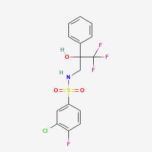 molecular formula C15H12ClF4NO3S B2571944 3-chloro-4-fluoro-N-(3,3,3-trifluoro-2-hydroxy-2-phenylpropyl)benzenesulfonamide CAS No. 1351634-41-7