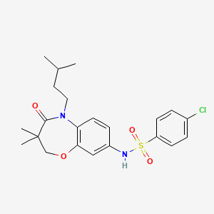 4-chloro-N-(5-isopentyl-3,3-dimethyl-4-oxo-2,3,4,5-tetrahydrobenzo[b][1,4]oxazepin-8-yl)benzenesulfonamide