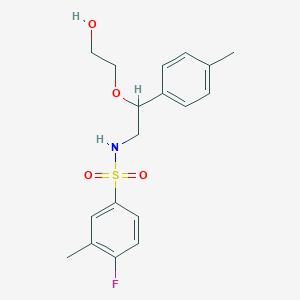 molecular formula C18H22FNO4S B2571957 4-fluoro-N-(2-(2-hydroxyethoxy)-2-(p-tolyl)ethyl)-3-methylbenzenesulfonamide CAS No. 1795485-28-7