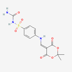 molecular formula C14H15N3O7S B2571964 N-氨基甲酰-4-(((2,2-二甲基-4,6-二氧代-1,3-二氧杂环戊烷-5-基亚甲基)氨基)苯磺酰胺 CAS No. 1170023-78-5