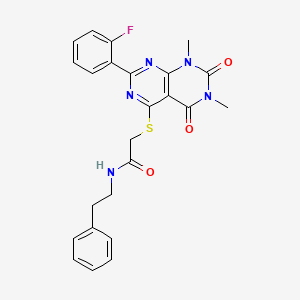 2-((2-(2-fluorophenyl)-6,8-dimethyl-5,7-dioxo-5,6,7,8-tetrahydropyrimido[4,5-d]pyrimidin-4-yl)thio)-N-phenethylacetamide