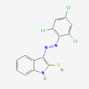 molecular formula C14H8Cl3N3S B2571994 3-(2-(2,4,6-Trichlorophenyl)hydrazono)indoline-2-thione CAS No. 862665-28-9
