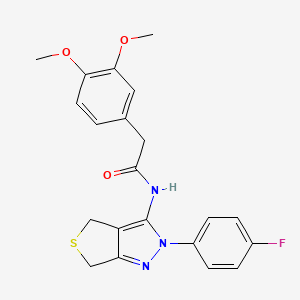 molecular formula C21H20FN3O3S B2572011 2-(3,4-dimethoxyphenyl)-N-[2-(4-fluorophenyl)-2H,4H,6H-thieno[3,4-c]pyrazol-3-yl]acetamide CAS No. 450343-32-5