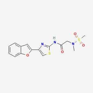 molecular formula C15H15N3O4S2 B2572022 N-(4-(benzofuran-2-yl)thiazol-2-yl)-2-(N-methylmethylsulfonamido)acetamide CAS No. 1172547-24-8
