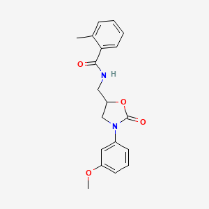 molecular formula C19H20N2O4 B2572029 N-((3-(3-methoxyphenyl)-2-oxooxazolidin-5-yl)methyl)-2-methylbenzamide CAS No. 954674-83-0