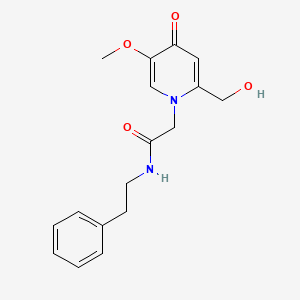 molecular formula C17H20N2O4 B2572030 2-(2-(hydroxymethyl)-5-methoxy-4-oxopyridin-1(4H)-yl)-N-phenethylacetamide CAS No. 941885-43-4