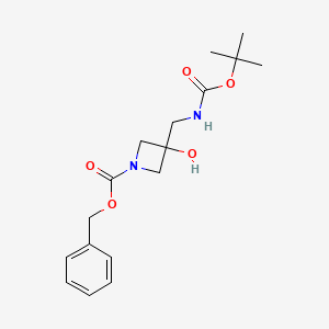 molecular formula C17H24N2O5 B2572031 Benzyl 3-({[(tert-butoxy)carbonyl]amino}methyl)-3-hydroxyazetidine-1-carboxylate CAS No. 934665-23-3