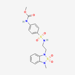 molecular formula C17H20N4O6S2 B2572038 methyl (4-(N-(2-(3-methyl-2,2-dioxidobenzo[c][1,2,5]thiadiazol-1(3H)-yl)ethyl)sulfamoyl)phenyl)carbamate CAS No. 2034239-12-6