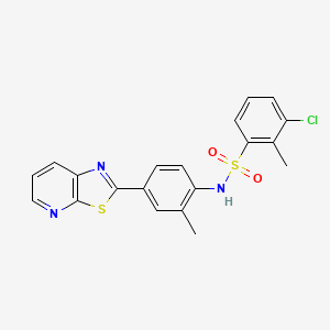 molecular formula C20H16ClN3O2S2 B2572042 3-chloro-2-methyl-N-(2-methyl-4-(thiazolo[5,4-b]pyridin-2-yl)phenyl)benzenesulfonamide CAS No. 2320268-28-6