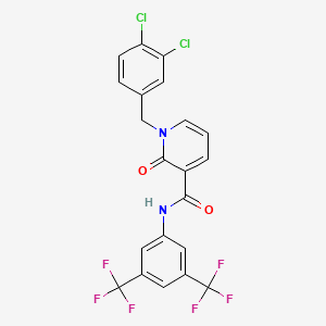 molecular formula C21H12Cl2F6N2O2 B2572059 N-[3,5-bis(trifluoromethyl)phenyl]-1-(3,4-dichlorobenzyl)-2-oxo-1,2-dihydro-3-pyridinecarboxamide CAS No. 338754-42-0