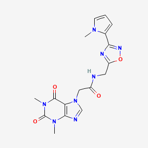 2-(1,3-dimethyl-2,6-dioxo-2,3-dihydro-1H-purin-7(6H)-yl)-N-((3-(1-methyl-1H-pyrrol-2-yl)-1,2,4-oxadiazol-5-yl)methyl)acetamide