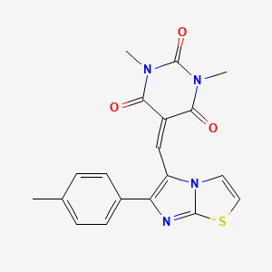 molecular formula C19H16N4O3S B2572073 1,3-dimethyl-5-{[6-(4-methylphenyl)imidazo[2,1-b][1,3]thiazol-5-yl]methylene}-2,4,6(1H,3H,5H)-pyrimidinetrione CAS No. 861213-00-5