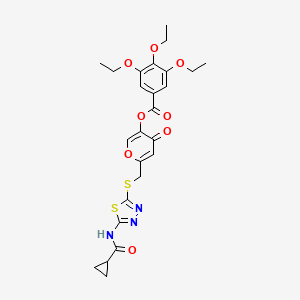 6-(((5-(cyclopropanecarboxamido)-1,3,4-thiadiazol-2-yl)thio)methyl)-4-oxo-4H-pyran-3-yl 3,4,5-triethoxybenzoate