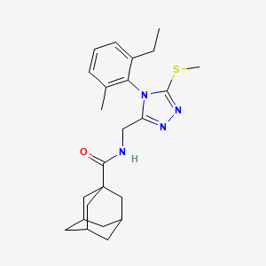 molecular formula C24H32N4OS B2572089 N-{[4-(2-ethyl-6-methylphenyl)-5-(methylsulfanyl)-4H-1,2,4-triazol-3-yl]methyl}adamantane-1-carboxamide CAS No. 476442-72-5