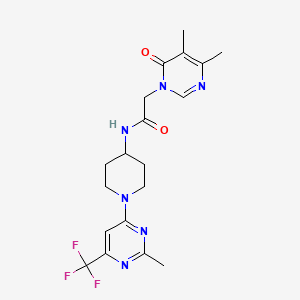 molecular formula C19H23F3N6O2 B2572109 2-(4,5-dimethyl-6-oxo-1,6-dihydropyrimidin-1-yl)-N-{1-[2-methyl-6-(trifluoromethyl)pyrimidin-4-yl]piperidin-4-yl}acetamide CAS No. 2034406-50-1