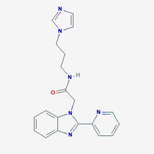 molecular formula C20H20N6O B257213 N-[3-(1H-IMIDAZOL-1-YL)PROPYL]-2-[2-(PYRIDIN-2-YL)-1H-13-BENZODIAZOL-1-YL]ACETAMIDE 