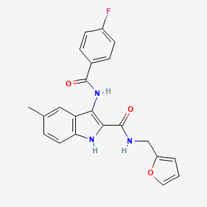 molecular formula C22H18FN3O3 B2572140 3-(4-fluorobenzamido)-N-(furan-2-ylmethyl)-5-methyl-1H-indole-2-carboxamide CAS No. 1251562-85-2