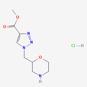 molecular formula C9H15ClN4O3 B2572145 Methyl 1-(morpholin-2-ylmethyl)-1H-1,2,3-triazole-4-carboxylate hydrochloride CAS No. 2225136-48-9