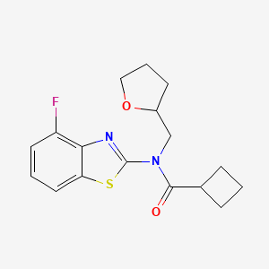 molecular formula C17H19FN2O2S B2572146 N-(4-fluorobenzo[d]thiazol-2-yl)-N-((tetrahydrofuran-2-yl)methyl)cyclobutanecarboxamide CAS No. 1170891-37-8