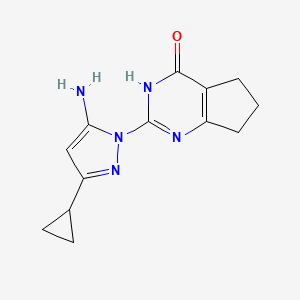 2-(5-amino-3-cyclopropyl-1H-pyrazol-1-yl)-6,7-dihydro-3H-cyclopenta[d]pyrimidin-4(5H)-one