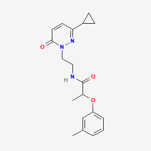 molecular formula C19H23N3O3 B2572156 N-(2-(3-cyclopropyl-6-oxopyridazin-1(6H)-yl)ethyl)-2-(m-tolyloxy)propanamide CAS No. 2097922-85-3