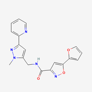 5-(Furan-2-yl)-N-[(2-methyl-5-pyridin-2-ylpyrazol-3-yl)methyl]-1,2-oxazole-3-carboxamide
