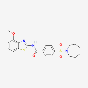 molecular formula C21H23N3O4S2 B2572160 4-(azepan-1-ylsulfonyl)-N-(4-methoxybenzo[d]thiazol-2-yl)benzamide CAS No. 500109-58-0